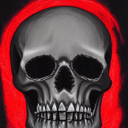 Image similar to red glowing skull, red webs, rafael moco