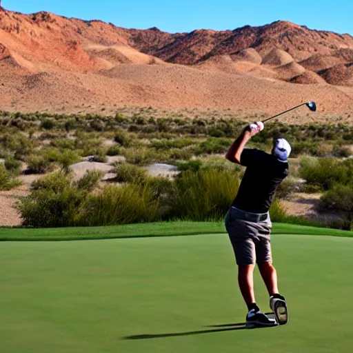 Prompt: pickle man golfing in the desert