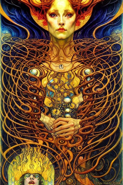 Image similar to Divine Chaos Engine by Karol Bak, Jean Delville, William Blake, Gustav Klimt, and Vincent Van Gogh, symbolist, visionary