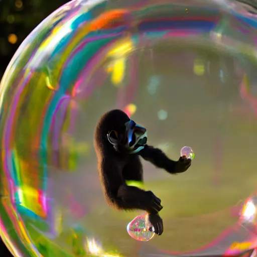 Prompt: Bubble with an Ape in it, 50mm f2.8