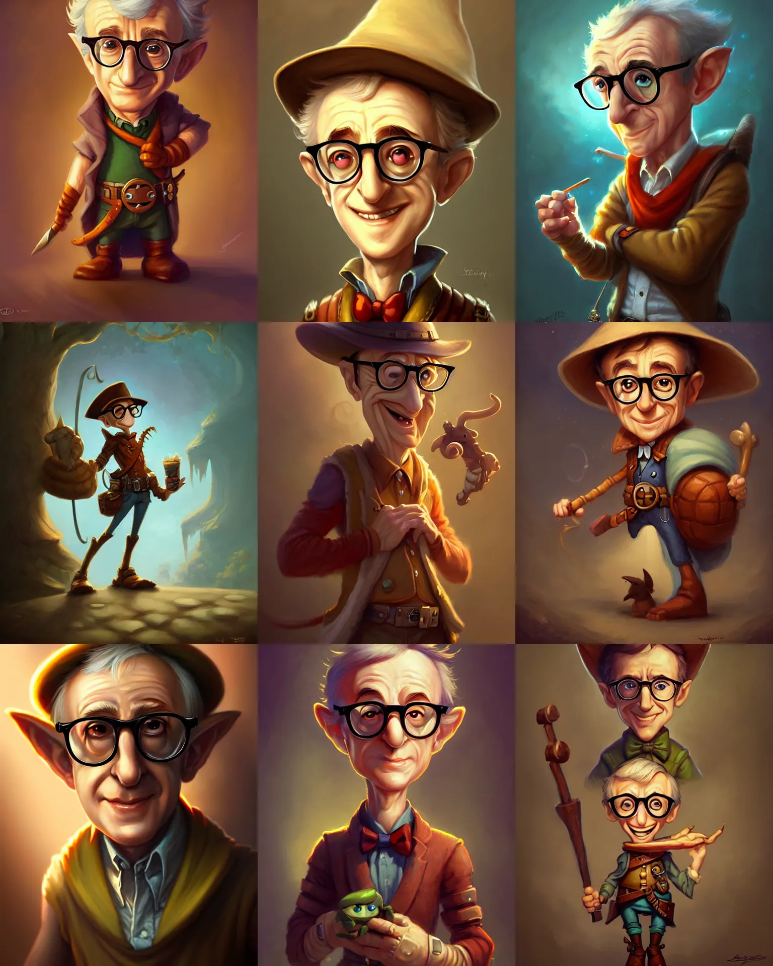 Prompt: cute little anthropomorphic woody allen cute and adorable, pretty, beautiful, dnd character art portrait, matte fantasy painting, deviantart artstation, by jason felix by steve argyle by tyler jacobson by peter mohrbacher, cinema