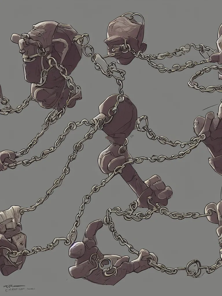 Prompt: chained by Disney Concept Artists, blunt borders, rule of thirds