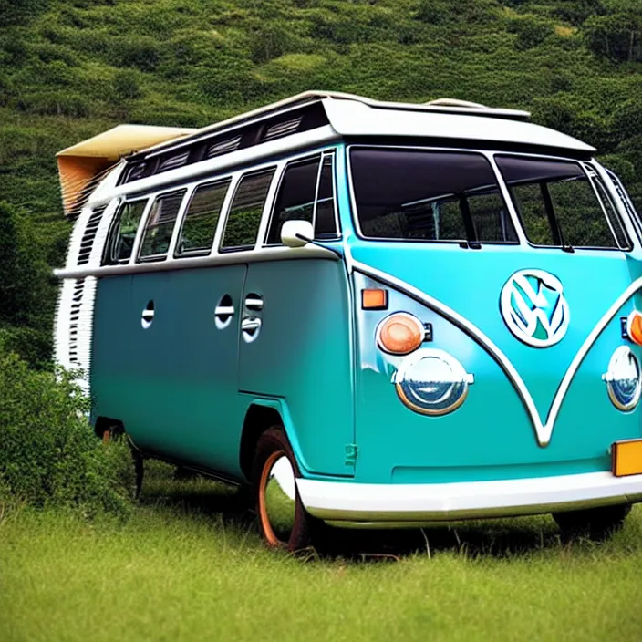 Prompt: vw bus, cargo cult style