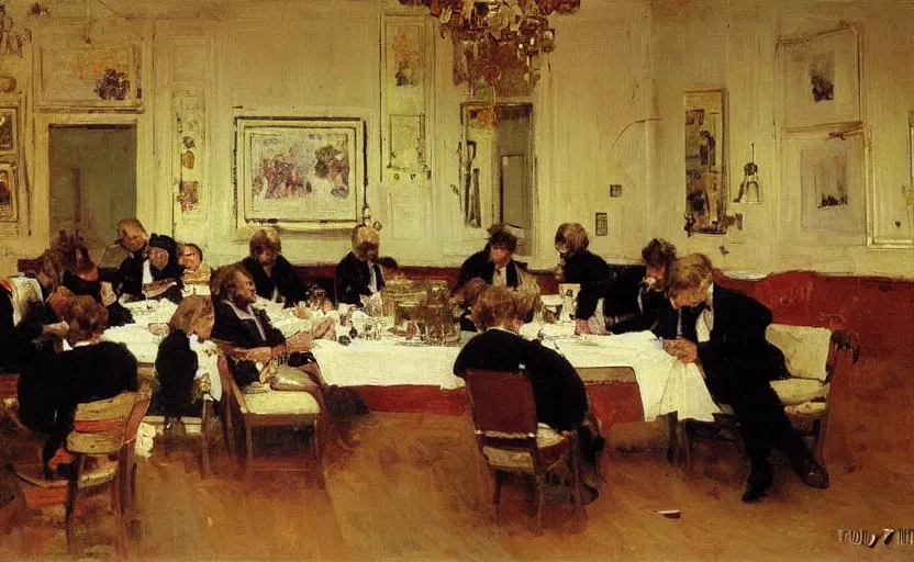 Image similar to high quality high detail painting by ilya repin, business meeting, hd