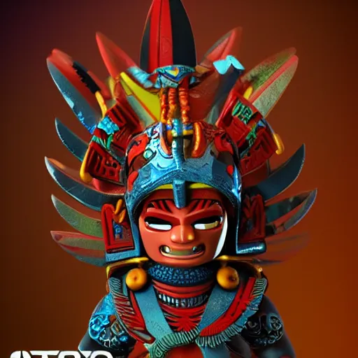 Image similar to 3 d toy aztec gods as funco toy, octane 8 k render, studio lighting, artstation