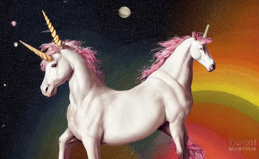 Prompt: a lonely unicorn walking on a rainbow in the universe in the style of Caravaggio, digital art, high quality, highly detailed, high coherence, anatomically correct, Caravaggio, concept art, marterpiece