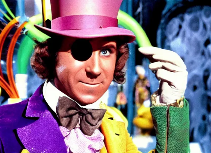 Prompt: film still of Ryan Reynolds as Willy Wonka in Willy Wonka and the Chocolate Factory 1971