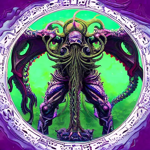 Image similar to 4 k colored headshot of godlike cthulhu with defined arms and open hands and bloody clothes with giant mandala wings, intricate face, flawless anime cel animation by kentaro miura, psychedelic, highly detailed upper body, professionally post - processed, beautiful, scary, symmetry accurate features, epic, octane rendered, anime masterpiece, accurate