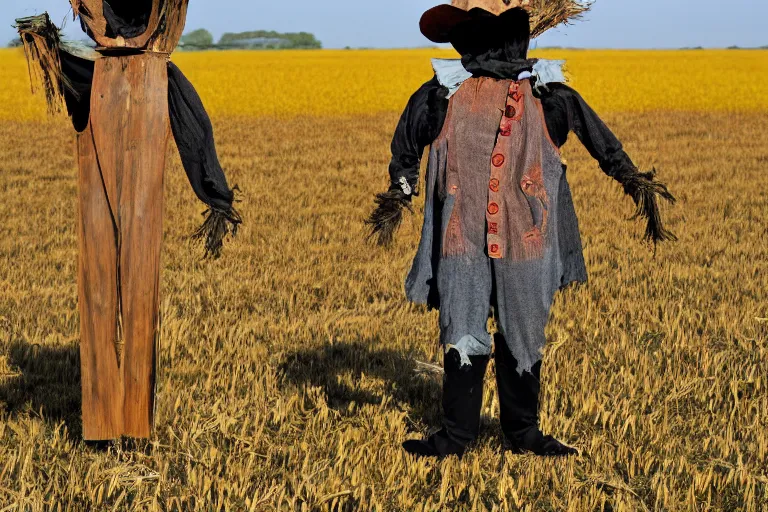 Prompt: human scarecrow