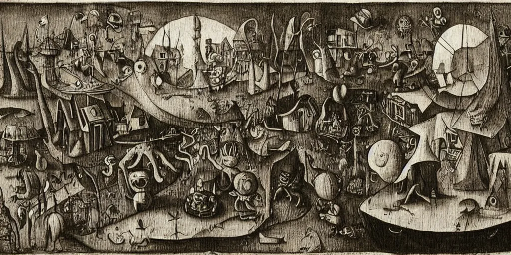 Image similar to “SpongeBob by Hieronymous Bosch and Edward Gorey, 8k, highly detailed, trending on artstation”
