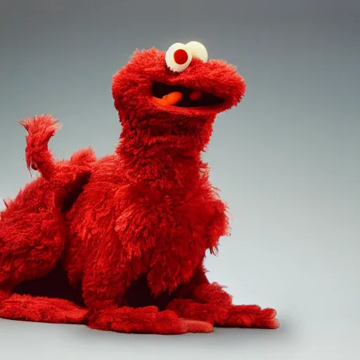 Image similar to taxidermized elmo on drugs, 8 5 mm lens