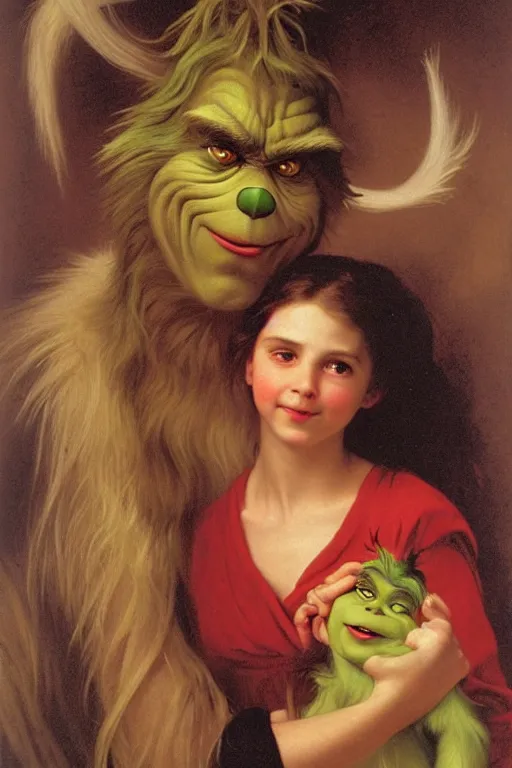 Image similar to the grinch, bouguereau