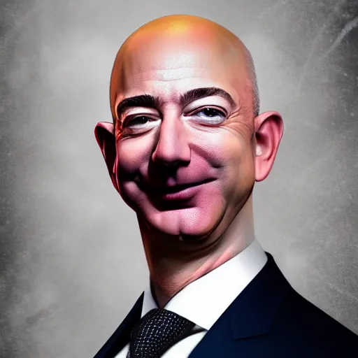 Image similar to digital art of jeff bezos cackling on top of a pillar of money