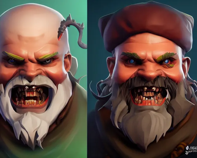 Prompt: sea of thieves character portrait concept art for a ghostly white bearded villain with snarling teeth, cgsociety, trending on artstation, rare ltd,