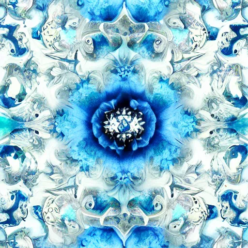 Prompt: watercolor of blue rococo fractal calligraphy decorations, and flowers, wallpaper, trending in artstation