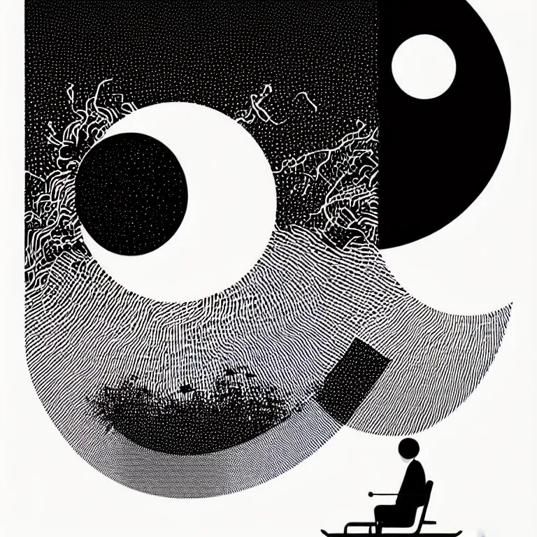 Image similar to stylized logo illustration, eye, sound wave, perception, sensory information, tatsuro kiuchi, victo ngai, kilian eng, hiroshi nagai, minimalist, vector art, popular on behance, [ [ award winning ] ], black and white