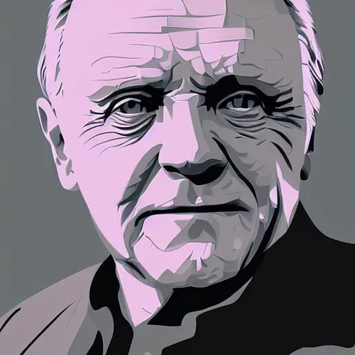 Prompt: portrait of Anthony Hopkins , highly detailed, centered, solid color background, digital painting - n 5