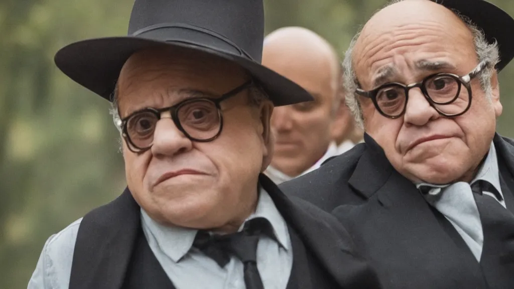 Prompt: still image of danny devito in an episode of westworld, cinematic, 4 0 mm f / 2. 8