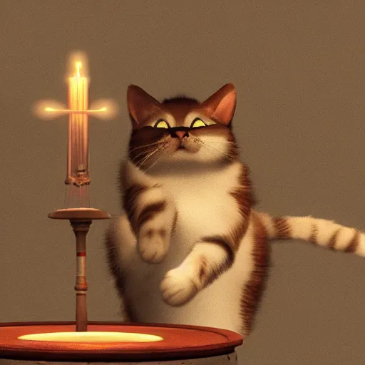 Image similar to cat exorcism session, unreal engine