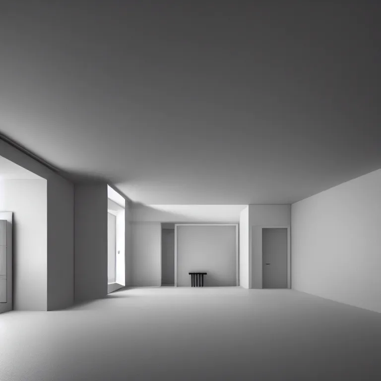 Prompt: minimalist minimal brutalist house interior concept art, 1 8 mm wide shot, beautiful detailed intricate insanely detailed octane render trending on artstation, 8 k artistic photography, photorealistic, dramatic volumetric cinematic perfect light, chiaroscuro, award - winning photograph, blender, unreal engine, masterpiece, raphael, caravaggio, harsh flash photography