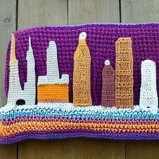 Prompt: crocheted city