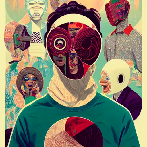 Image similar to portrait of people with sanitary mask, Tristan Eaton, artgerm, Victo Ngai, RHADS, ross draws