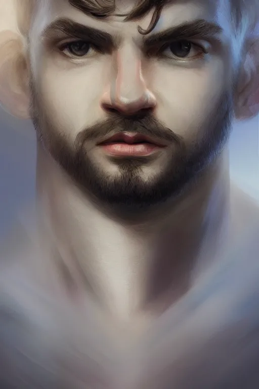 Prompt: portrait of Greek god of light, medium shot, visually stunning, trending on Artstation, award-winning