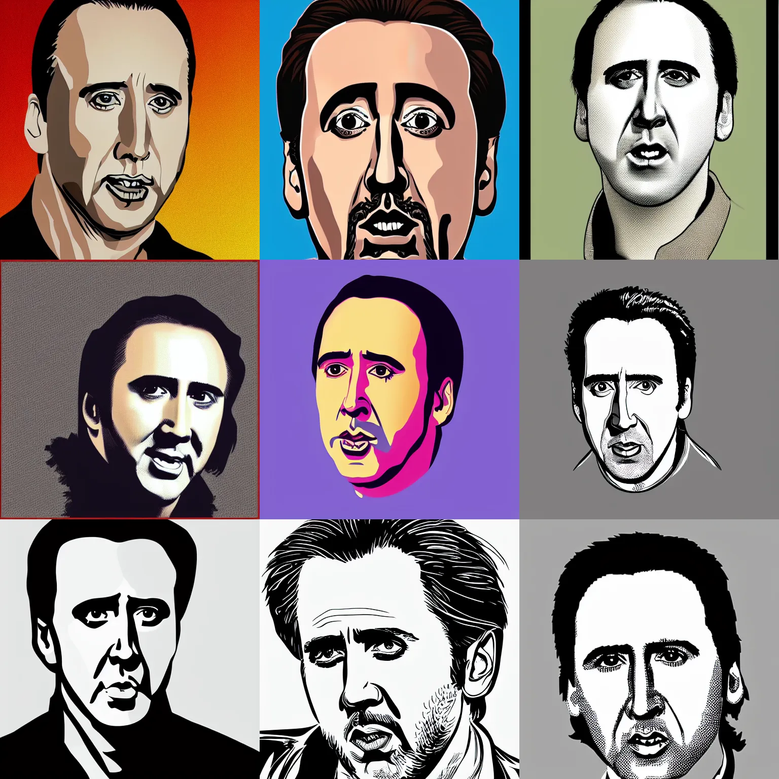 Prompt: A vector drawing of Nicolas Cage