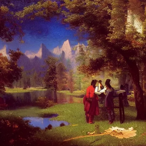 Prompt: A dream of teeth, romantic, colorful, 8k intricate art, Albert Bierstadt and Henri.