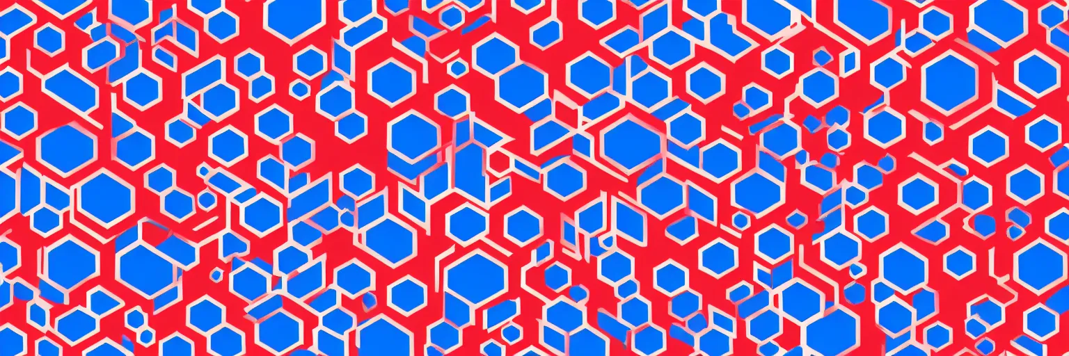 Prompt: red blue and white hexagon wallpaper design