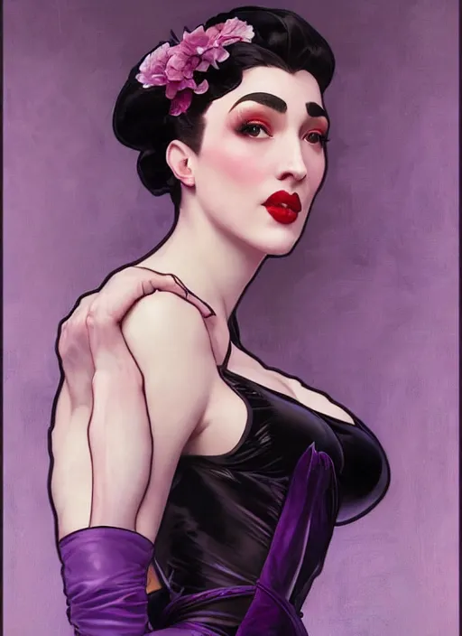 Image similar to violet chachki, painting by artgerm and greg rutkowski and alphonse mucha