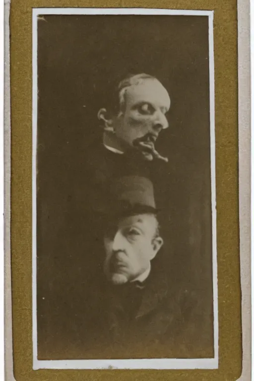 Image similar to cabinet card of creepy monster edwardian gentleman, scary, nightmare, horror