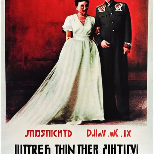 Prompt: poster for the film, stalin married hitler, photo in color, high quality photo