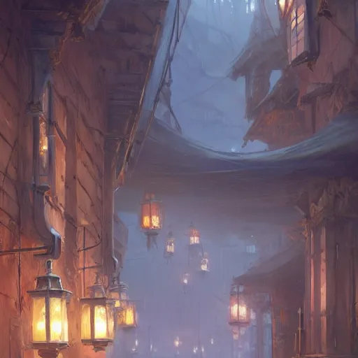 Prompt: concept art, lanterns, 8 k, by james gurney, greg rutkowski, john howe, artstation