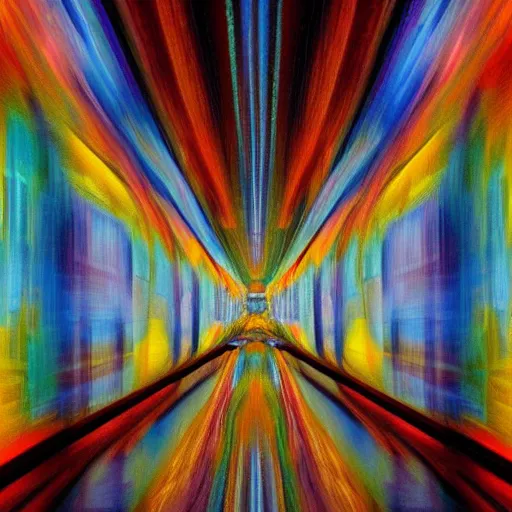 Image similar to souless abstract art in an endless hallway