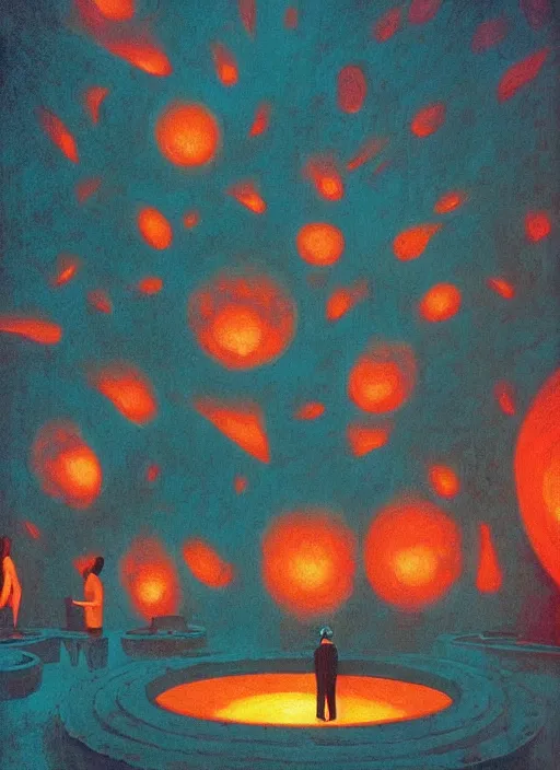 Image similar to spherical lava people at underwater restaurant Edward Hopper and James Gilleard, Zdzislaw Beksinski highly detailed