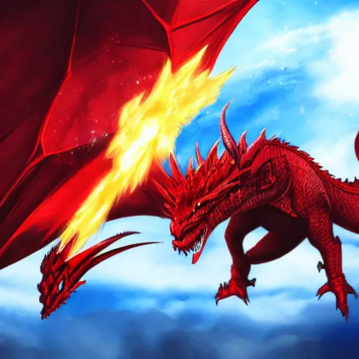 Image similar to ishowspeed fighting a big red dragon in the sky, realistic