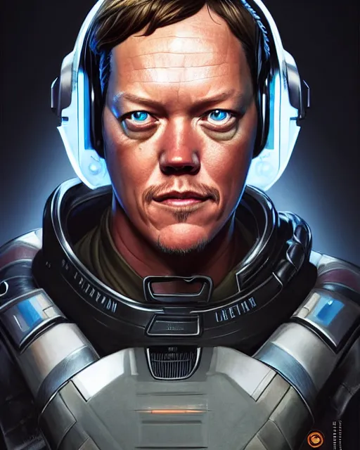 Prompt: Matthew Lillard as an Apex Legends character digital illustration portrait design by, Mark Brooks and Brad Kunkle detailed, gorgeous lighting, wide angle action dynamic portrait