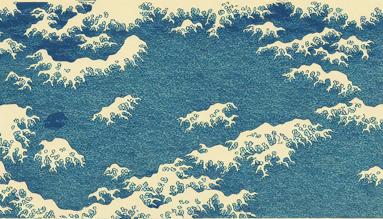 Image similar to oregon coast by hokusai