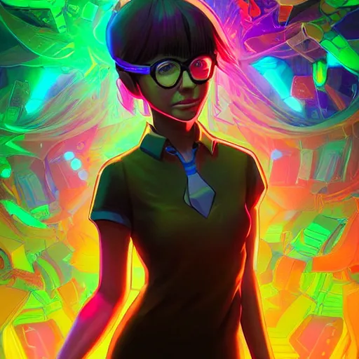 Image similar to skill magic geek inside matrix deepdream radiating a glowing aura stuff loot legends stylized digital illustration video game icon artstation lois van baarle, ilya kuvshinov, rossdraws,