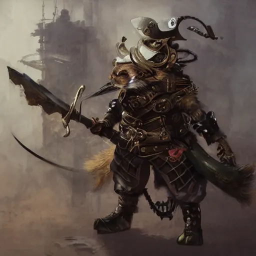 Image similar to steampunk rat warrior, by ruan jia