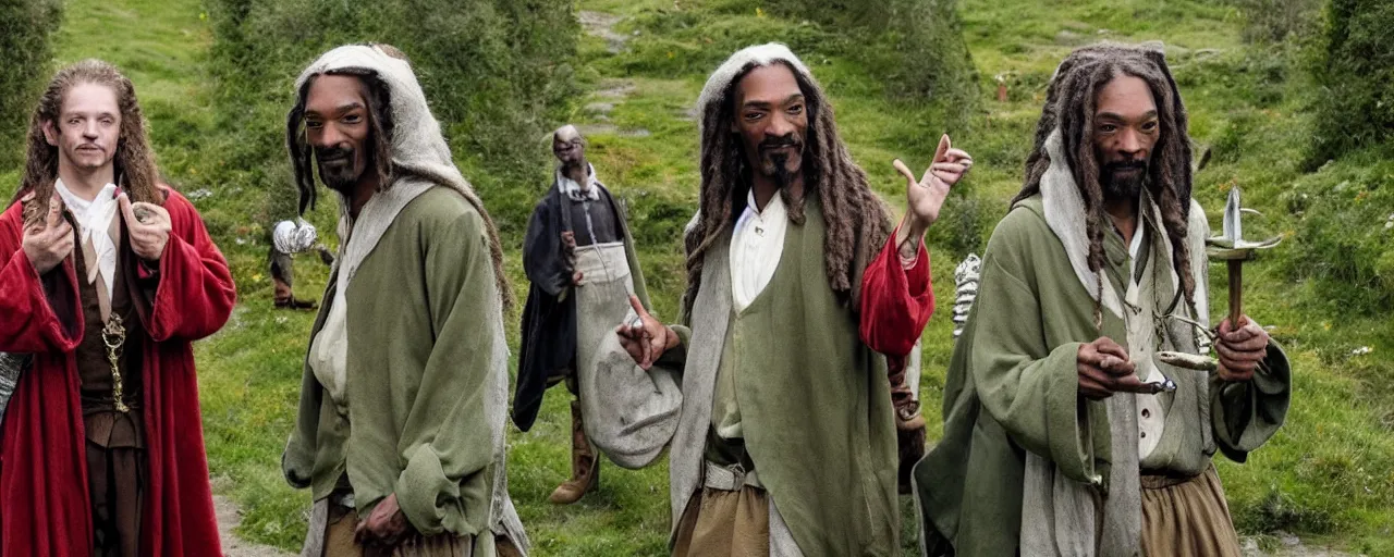 Image similar to snoop dogg as hobbit in the shire