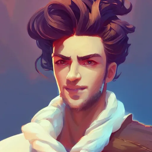 Prompt: handsome male portrait, maya ali mage, gloomhaven, dynamic lighting, gaudy colors, octane render aesthetic, matte painting concept art, official fanart behance hd artstation by jesper ejsing, by rhads and makoto shinkai and lois van baarle and ilya kuvshinov and rossdraws