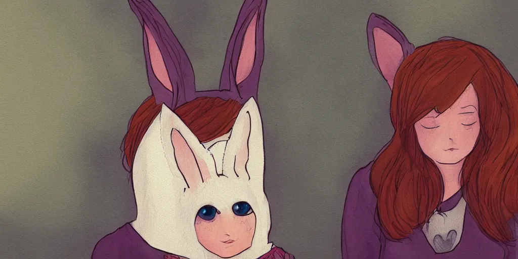 Image similar to women, ginger, cartoon, sweatshirt, concept art, concept art, bunny ears,