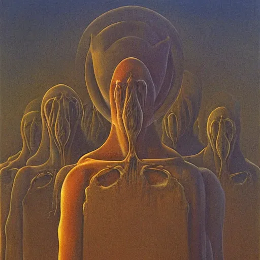 Image similar to capitalism realism painted by zdzisław beksinski