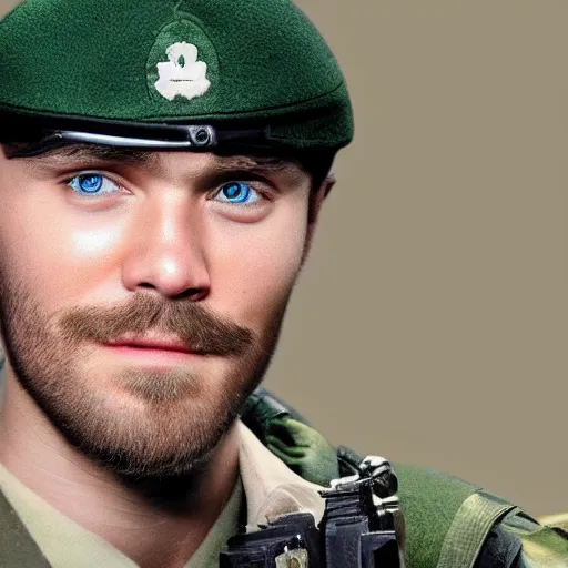 Image similar to pewdiepie as a british special air service soldier, highly detailed, cinematic lighting, photorealistic