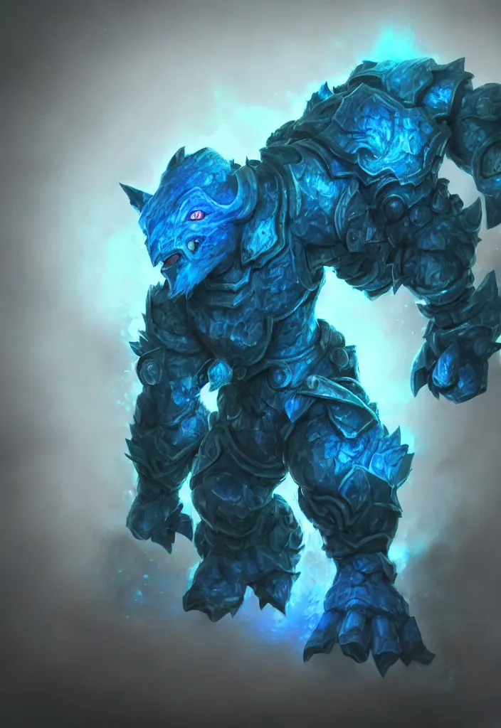 Image similar to ultra realistic and intricate detailed photograph of Blue buff golem from league of legends