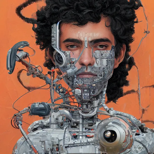 Prompt: robot artist painting a self - portrait on a canvas. intricate, highly detailed, digital matte painting, in the style of alexandros pyromallis, and in the style of sachin teng, and in the style of hans thoma, and in the style of phil jimenez. irony, recursion, inspiration.