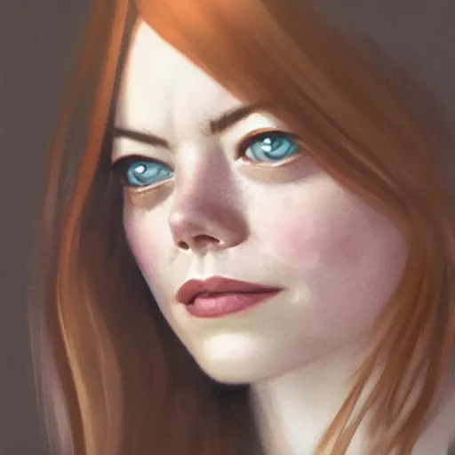 Prompt: face portrait : left - half of face is is sad emma stone, right - half of face is smiling emma stone, fine details, realistic shaded lighting poster by greg rutkowski, magali villeneuve, artgerm, jeremy lipkin and michael garmash and rob rey