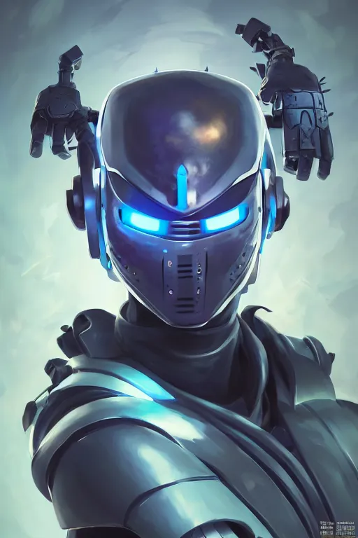 Image similar to epic mask helmet robot ninja portrait stylized as fornite style game design fanart by concept artist gervasio canda, behance hd by jesper ejsing, by rhads, makoto shinkai and lois van baarle, ilya kuvshinov, rossdraws global illumination radiating a glowing aura global illumination ray tracing hdr render in unreal engine 5